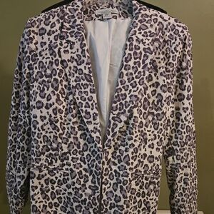 St. John's Bay Purple Leopard Print Blazer Jacket